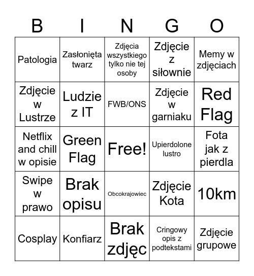 Tinder Bingo Card