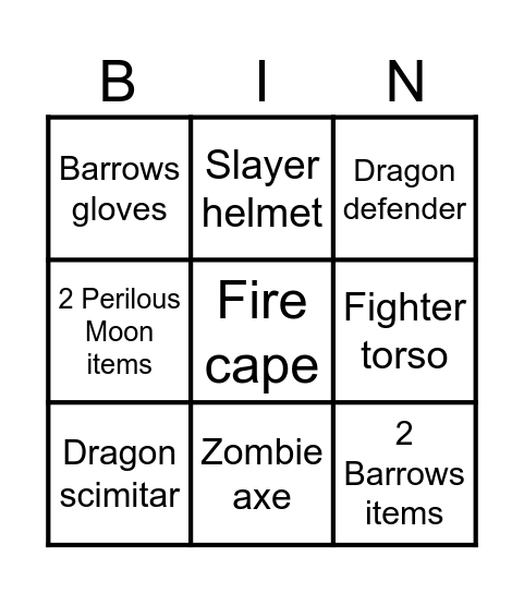 Decubital gear #1 Bingo Card