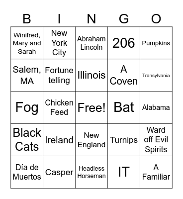 Halloween Bingo! Bingo Card