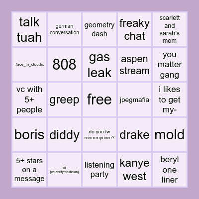 mtbcord daily bingo Card