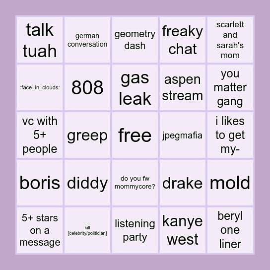 mtbcord daily bingo Card