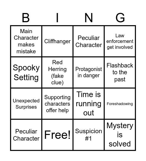 Literary Suspense Techniques Bingo Card