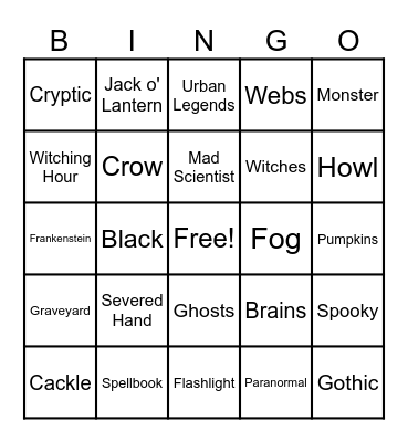 Halloween Bash Bingo Card
