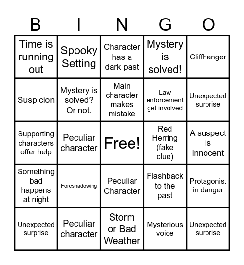 Literary Suspense Techniques Bingo Card