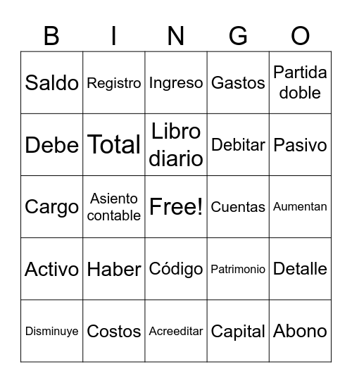 EL LIBRO DIARIO Bingo Card