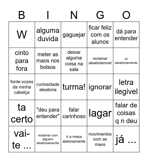 norberto bingo Card