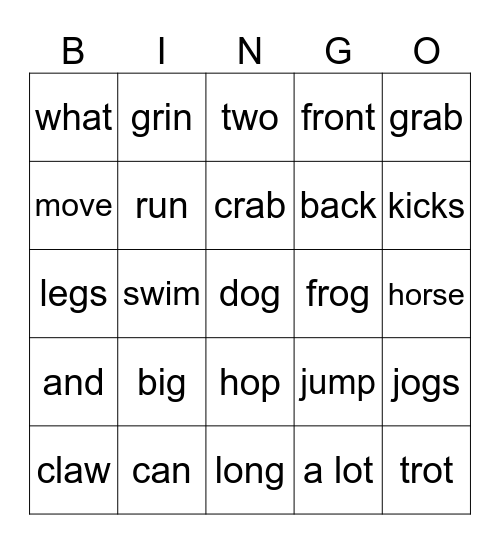 Move and Grin! Bingo Card