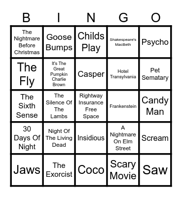 Halloween Bingo Card