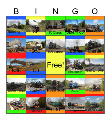 Speedy Steamies Bingo Card