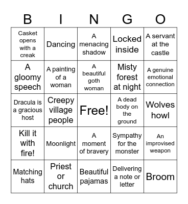 Nosferatu The Vampyre Bingo Card