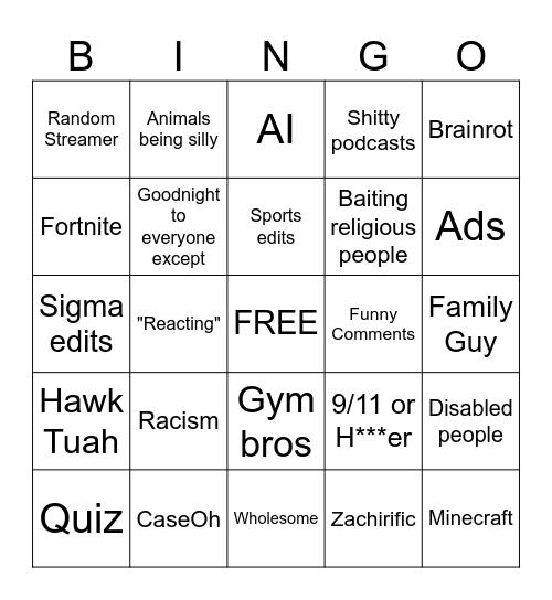 IG Reels Bingo Card