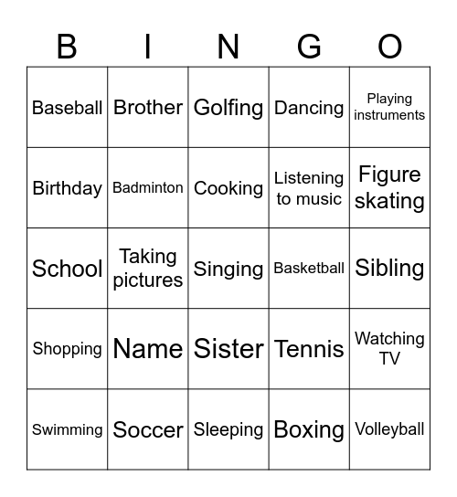 Introduction Lesson Bingo Card