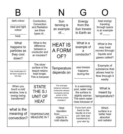 HEAT Bingo Card