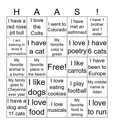 Haas Advisory Bingo Card