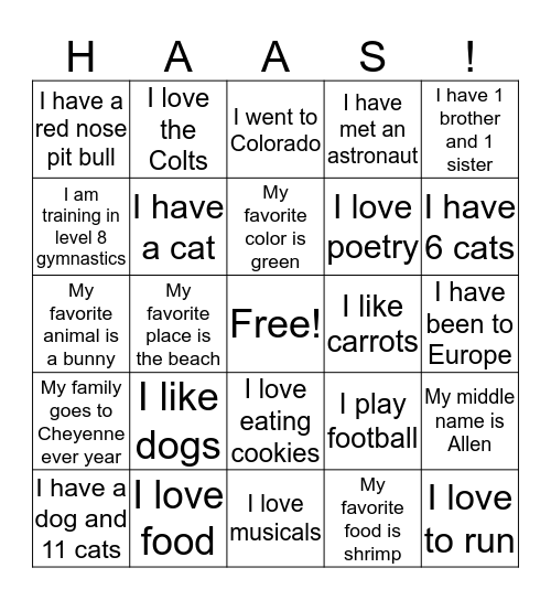 Haas Advisory Bingo Card