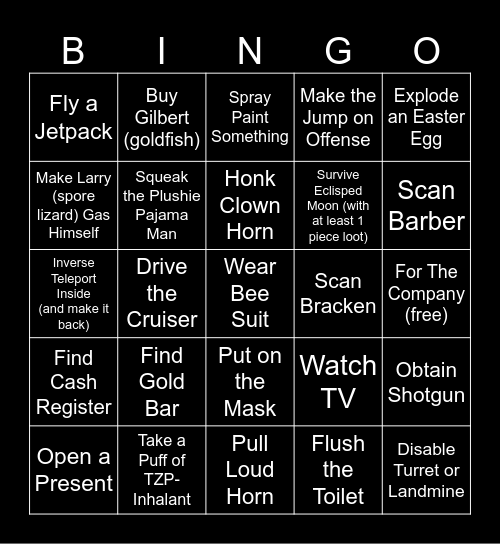 Lethal Bingo Card