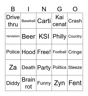 IG Reels Bingo Card