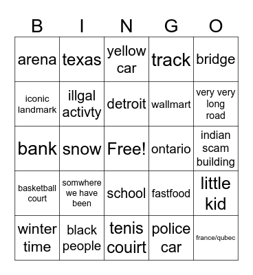 geoguessr Bingo Card