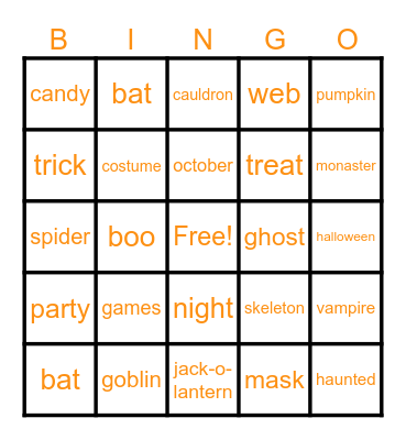 Halloween Bingo Card