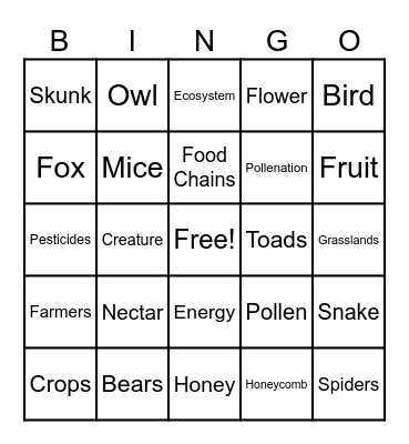 What If There Were No Bees Bingo Card