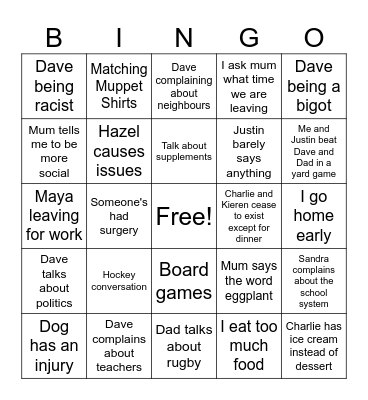 Thanksgiving Bingo Card