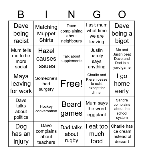 Thanksgiving Bingo Card