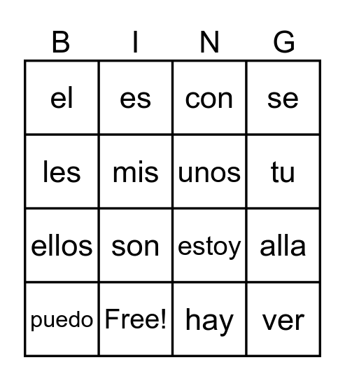 Palabras con Poder Bingo Card