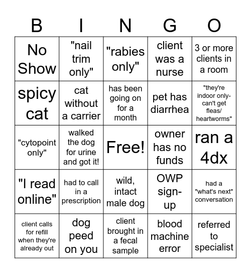 VT Week Bingo Card