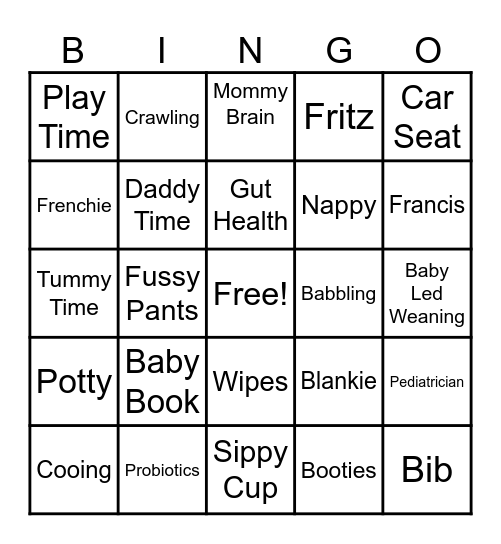 Kaela & Stephen’s Baby Shower Bingo Card