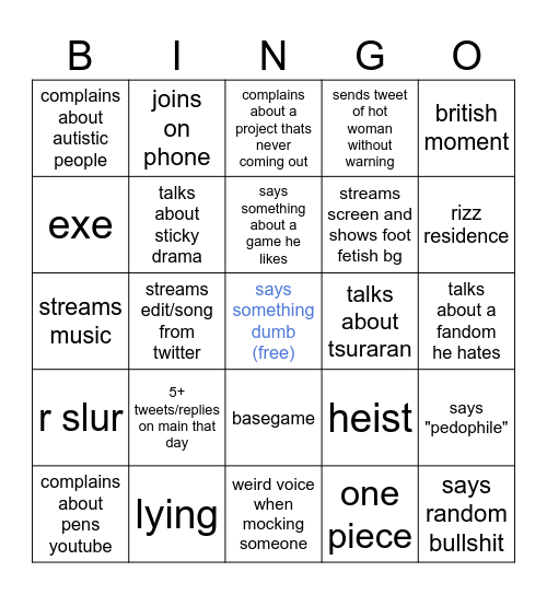 speedzgo Bingo Card