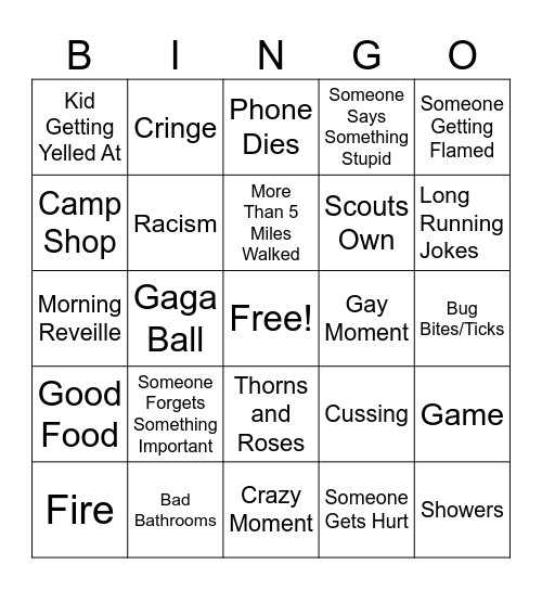 CAMPOUT BINGO Card