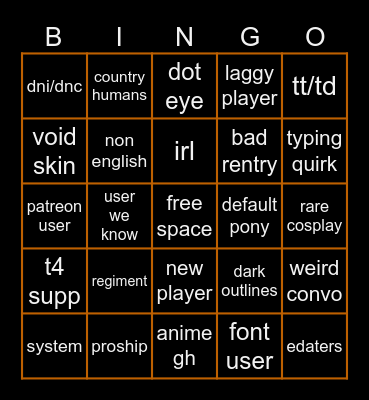 pony town bingo Card