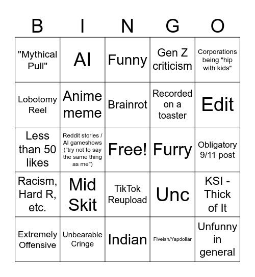 IG REELS BINGO Card