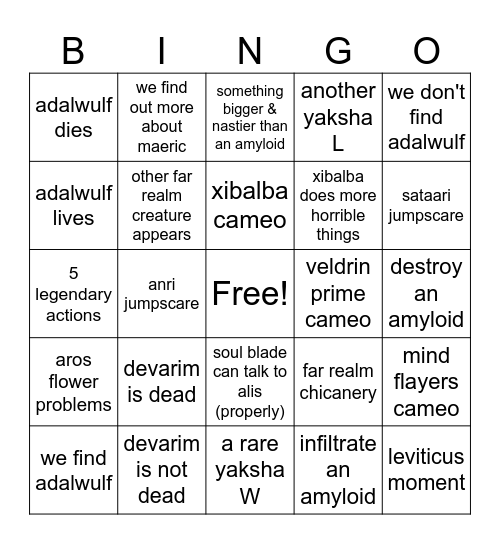 cursed ones 194 Bingo Card