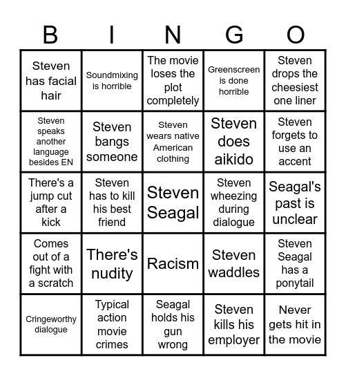 The Ultimate Steven Seagal Bingo Card