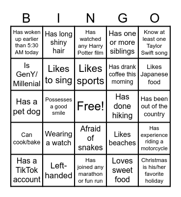 Bingo 1 Bingo Card