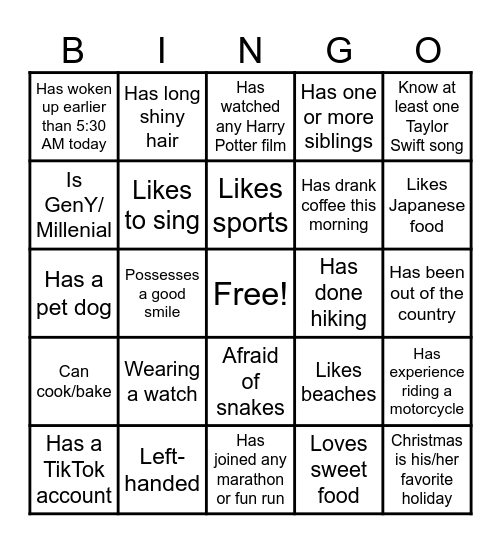 Bingo 1 Bingo Card