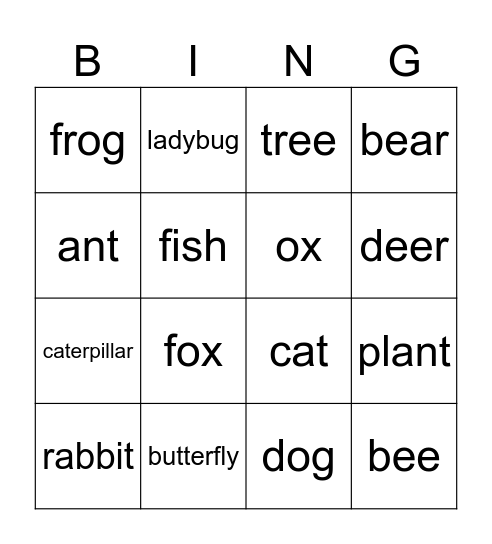 butterfly Bingo Card