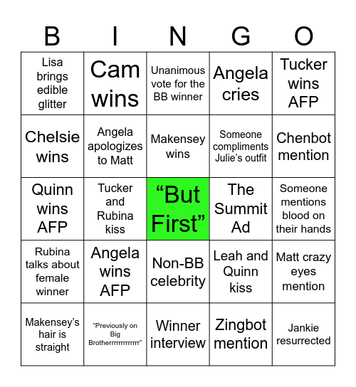 BB26 Bingo Card