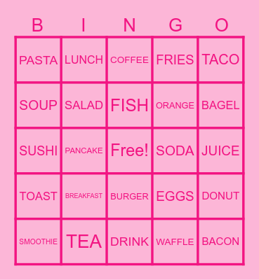 FOOD Bingo Card