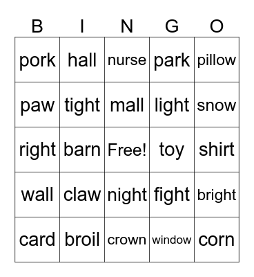 Review Phonics Bingo Card