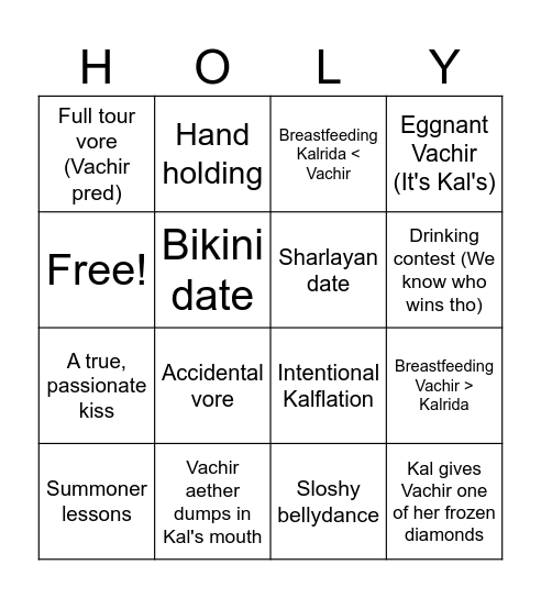 Kalchir Bingo Card
