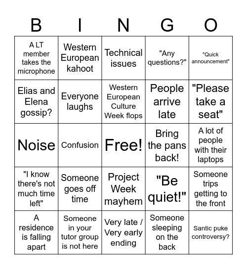 Assembly 10/14/2024 Bingo Card