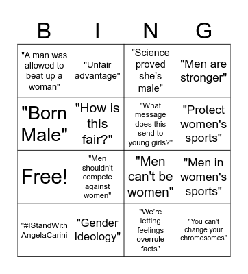 Transphobia Bingo Card