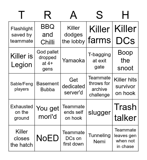 Ultimate DBD Bingo Card