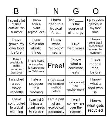 Ice Breaker Bingo Card