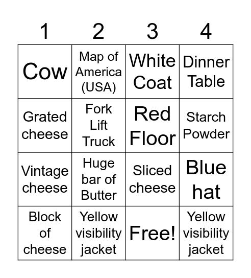 Cheesy Bingo Card