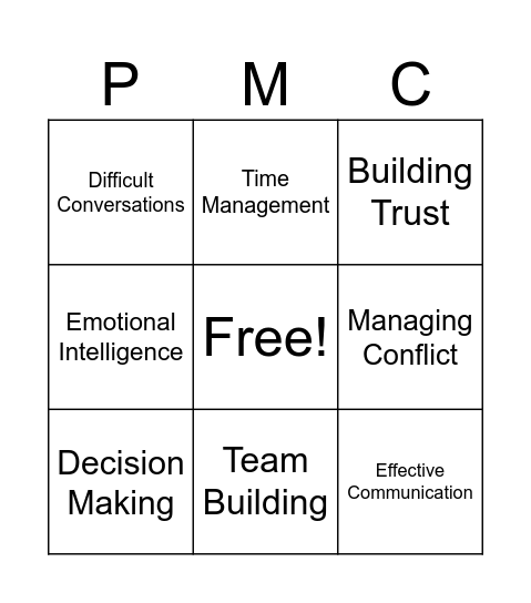 Embark Bingo Card