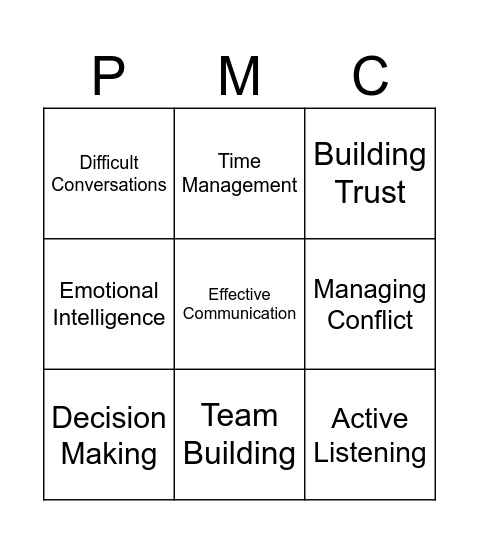 Embark Bingo Card