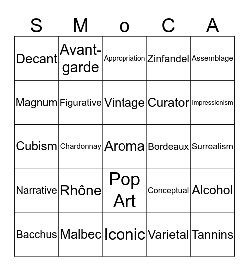 Wine + Bingo Card